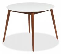 Стол круглый раскладной обеденный BOSCO (Боско) основание бук, столешница мдф, 100*75*100+30см, Белый + Коричневый. Фото №1