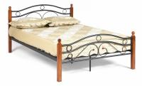 Кровать AT-803 Wood slat base дерево гевея/металл, 140*200 см (Double bed), красный дуб/черный. Фото №1