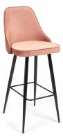 Стул барный KISH (mod. 714) ткань/металл, 50х57х110 см, высота до сиденья 78 см, коралловый barkhat 15 /черный (поставляется по 2 шт). Фото №1