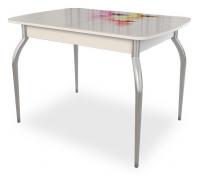 Танго Стол (обеденный) белый/Цветы. Фото №1