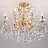 Подвесная люстра Eurosvet Collana 10096/8 золото/прозрачный хрусталь Strotskis. Фото №1