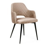 Стул Леман бежевый бархат прострочка ромб ножки черные