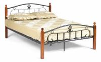 Кровать РУМБА (AT-203)/ RUMBA Wood slat base дерево гевея/металл, 140*200 см (Double bed), красный дуб/черный. Фото №1
