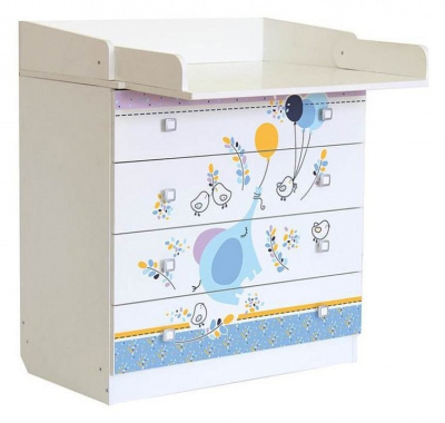 Комод пеленальный Polini kids Simple 1580 Слоник на шаре, белый. Фото