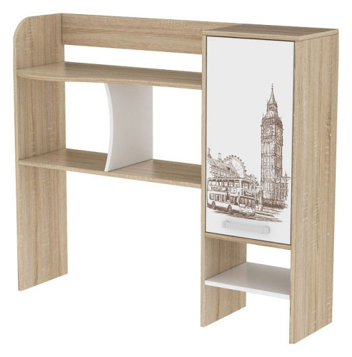 Лайт-1 НадстройкаСтола компьютерного 1200 дуб сонома/белый. Фото №1