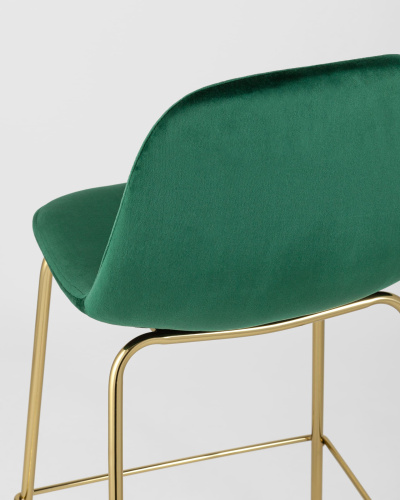 Стул полубарный Валенсия велюр зеленый золотые ножки. Фото №8