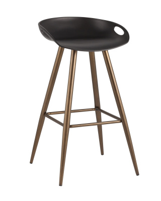 Стул барный Флэш черный, бронзовые ножки. Фото