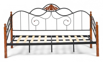 Кровать CANZONA Wood slat base дерево гевея/металл, 90*200 см (Day bed), красный дуб/черный. Фото