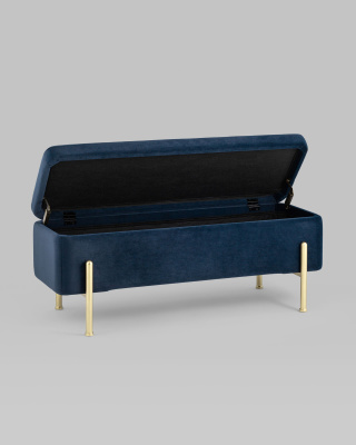 Банкетка Болейн с ящиком велюр синий. Фото