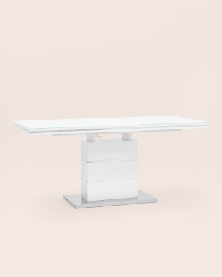 Стол обеденный Глазго раскладной 140-170*80 глянцевый белый. Фото