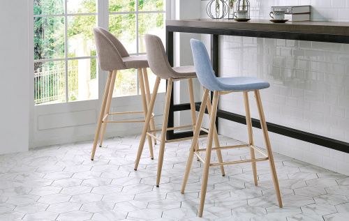 Барный стул 350B бежевый темный/дерево. Фото №10