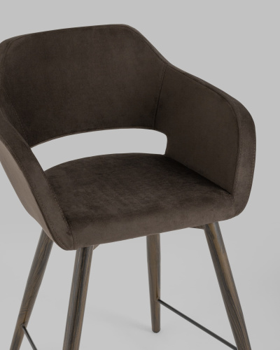Стул полубарный Саймон велюр тёмно-коричневый. Фото №9