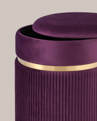 Пуф Миранда с ящиком велюр сливовый. Фото