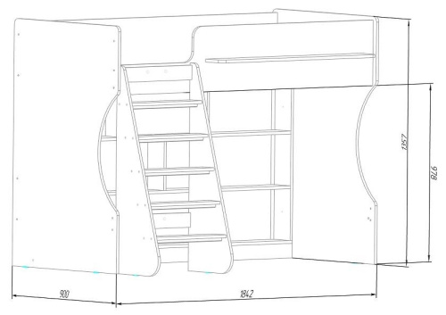 Кровать-чердак Р432-П Капризун 1, голубой. Фото №5