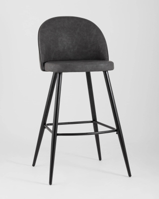 Стул барный Лион темно-серая экокожа. Фото
