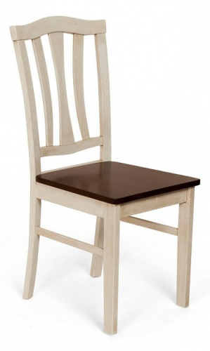 CT 8162 Стул с твёрдым сиденьем / Упакованный дерево гевея, 52х42х94см, Античный белый/Тёмный Дуб. Фото №1