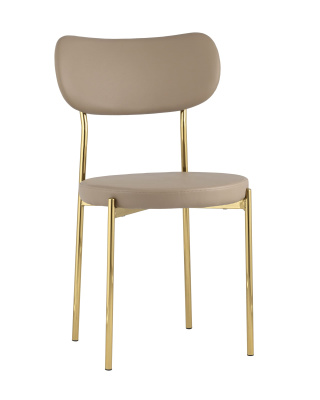 Стул Барбара экокожа бежевая золотые ножки. Фото