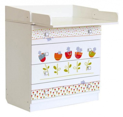 Комод пеленальный Polini kids Simple 1580 Сонные котята, белый. Фото