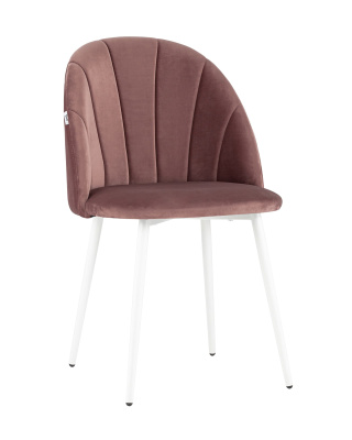 Стул Логан велюр пыльно-розовый белые ножки. Фото №2