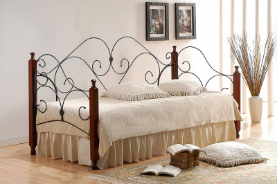 Кровать SONATA дерево гевея/металл, 90*200 см (Day bed), красный дуб/черный фото Кровать SONATA дерево гевея/металл, 90*200 см (Day bed), красный дуб/черный. Фото №2