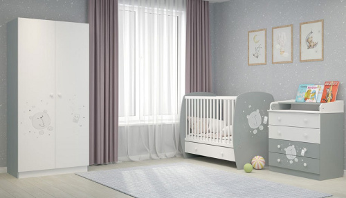 Шкаф платяной Polini kids French 1230 Teddy, белый. Фото №6