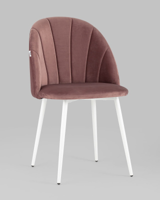 Стул Логан велюр пыльно-розовый белые ножки. Фото №3