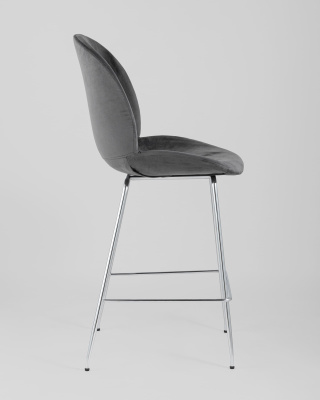 Стул полубарный Beetle со спинкой серый хромированные ножки. Фото №4