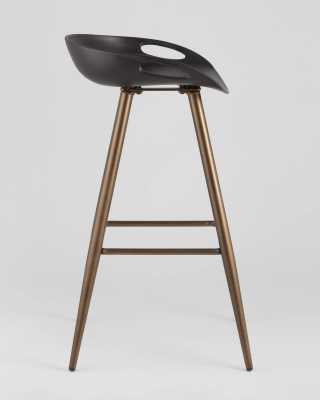 Стул барный Флэш черный, бронзовые ножки. Фото