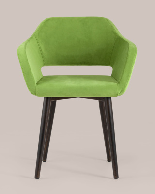 Стул с подлокотниками Саймон велюр травяной. Фото