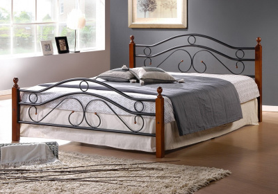 Кровать AT-803 дерево гевея/металл, 140*200 см (Double bed), красный дуб/черный фото Кровать AT-803 дерево гевея/металл, 140*200 см (Double bed), красный дуб/черный. Фото №2