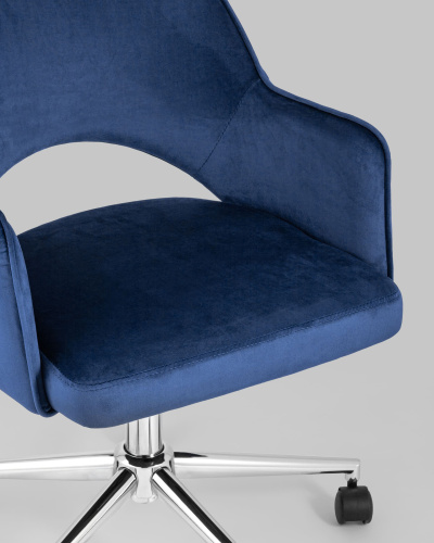 Кресло компьютерное Кларк велюр синий. Фото №9